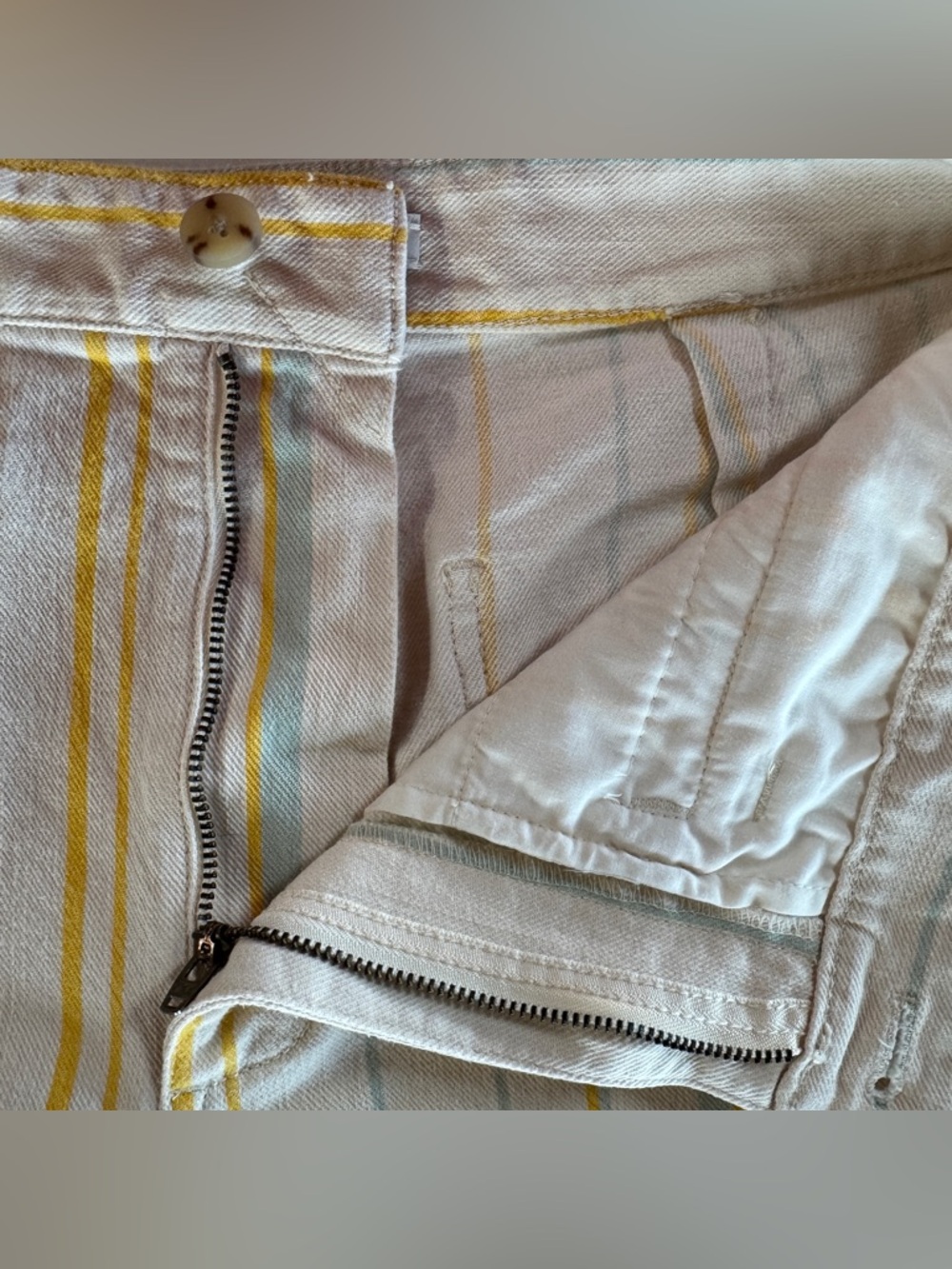 Madewell Emmett Striped Wide-Leg Crop Pants K9884 Cream Yellow Blue (28) - Picture 13 of 17